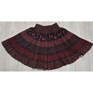 Vintage Square Up Fashions Women's Red Black Dance Skirt Medium 2 Pockets